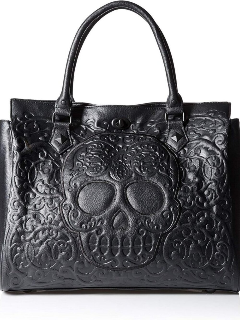 Stylish Black Lattice Skull Tote Shoulder Bag - Perfect for Everyday Use!